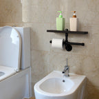 24-Inch Wide Industrial Pipe Toilet Paper Holder with Large Shelf - Wall-Mounted Rustic Wood Tissue Rack - Heavy Duty Double Roll Organizer