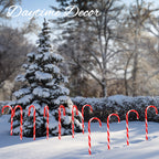 10 Pack 21" Candy Cane Lights Outdoor Pathway Markers - 60 LED Xmas Walkway Decorations w/ Stake