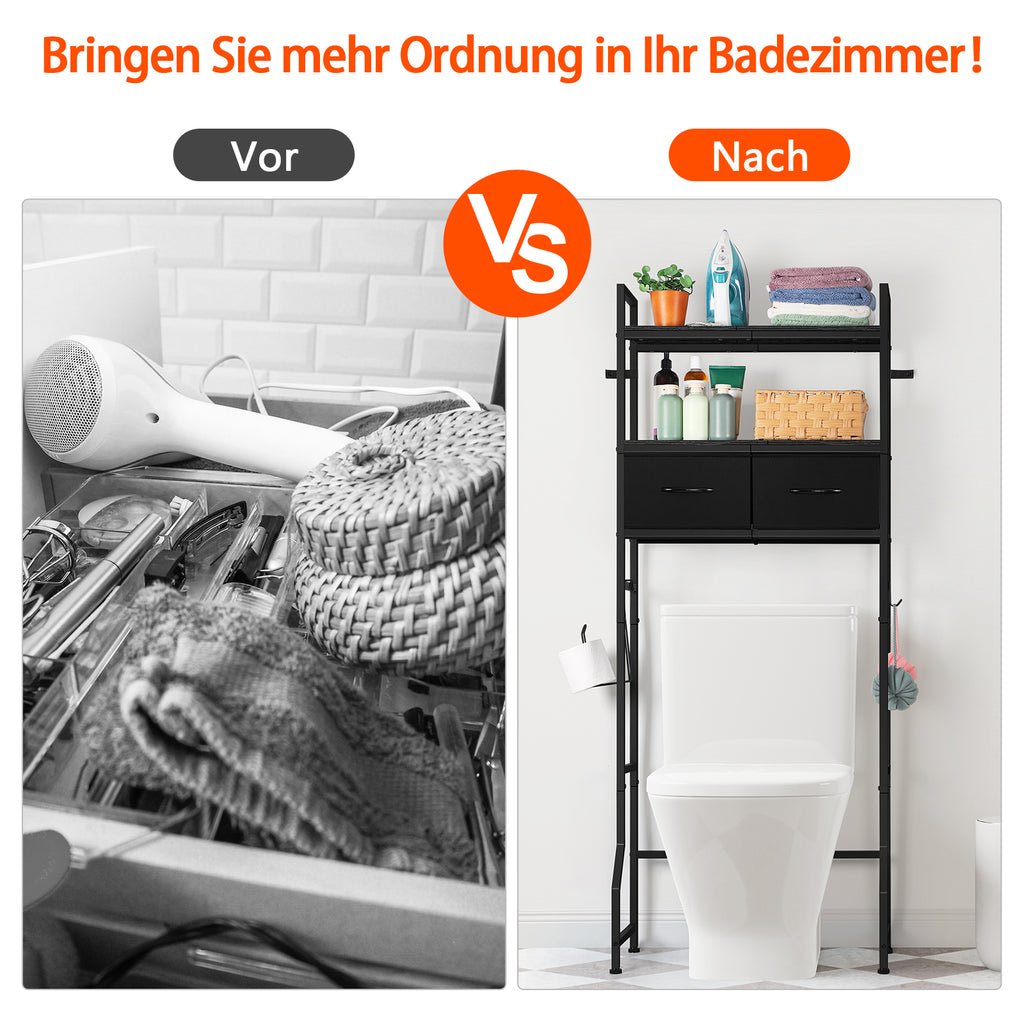 Over The Toilet Storage Cabinet - Freestanding Bathroom Organizer with Drawer