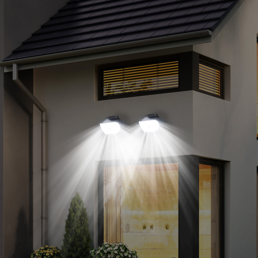 Solar Wall Lights Outdoor 2-Pack, IP65 Waterproof Motion Sensor Security Lights with 4 Lighting Modes