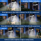 3-Head Solar Motion Sensor Lights Outdoor, Foldable & Rotatable LED Security Flood Light with Remote Control