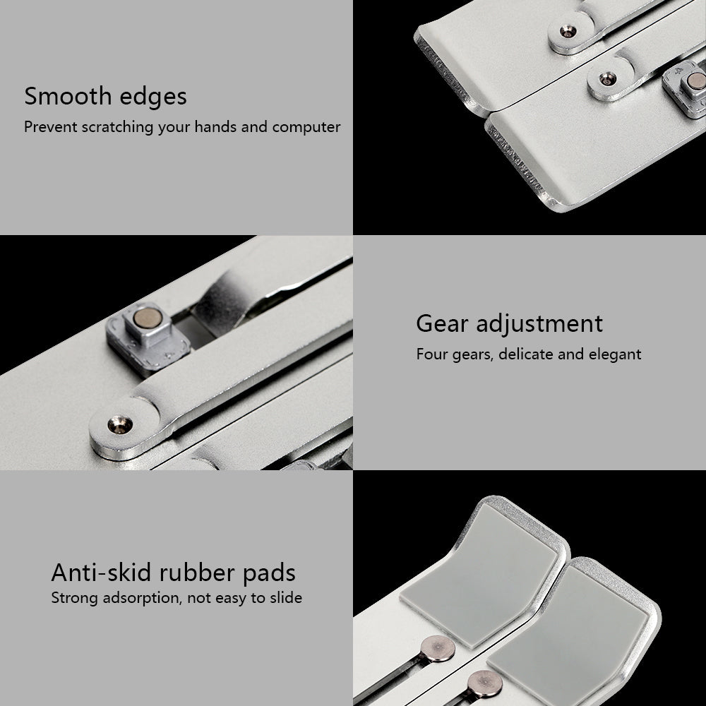 Ergonomic Adjustable Aluminum Laptop Stand - Foldable Portable Computer Riser for MacBook, Dell, and Tablets