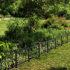 7 Pcs Easy Assembly Rustproof Fence Panels for Yard Lawn, Decorative Metal Outdoor Fences and Borders, Total 23. 5in(H) x 8. 8ft(L) Garden Fencing Animal Barrier, for Dogs, Flower Bed, Patio, Square