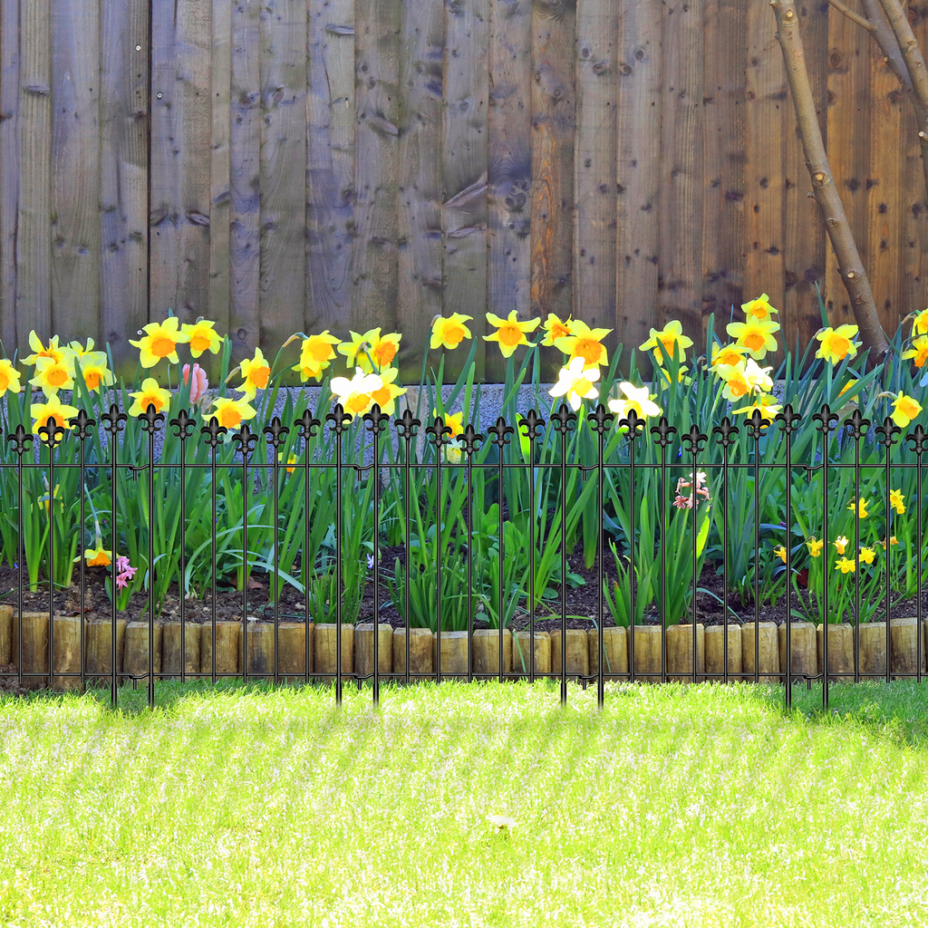 20 Pack Decorative Garden Fence Panels, 24in H x 20ft L Rustproof Metal Animal Barrier, No Dig Outdoor Fence Border for Yard, Patio & Flower Beds