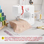 Portable Mini Sewing Machine for Beginners & Kids, 12 Built-in Stitches Electric Household Sewing Machine with 2-Speed Control, Foot Pedal & LED Light, Heavy Duty Mending Stitching Machine, White & Red