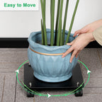 6 Pack Rolling Plant Stand With 360¡ã Wheels, Wood Plant Caddy Heavy Duty Potted Plant Base With Lockable Caster, Square Flower Pots For Garden Planter Indoor Outdoor Patio (Black/Wood Color)