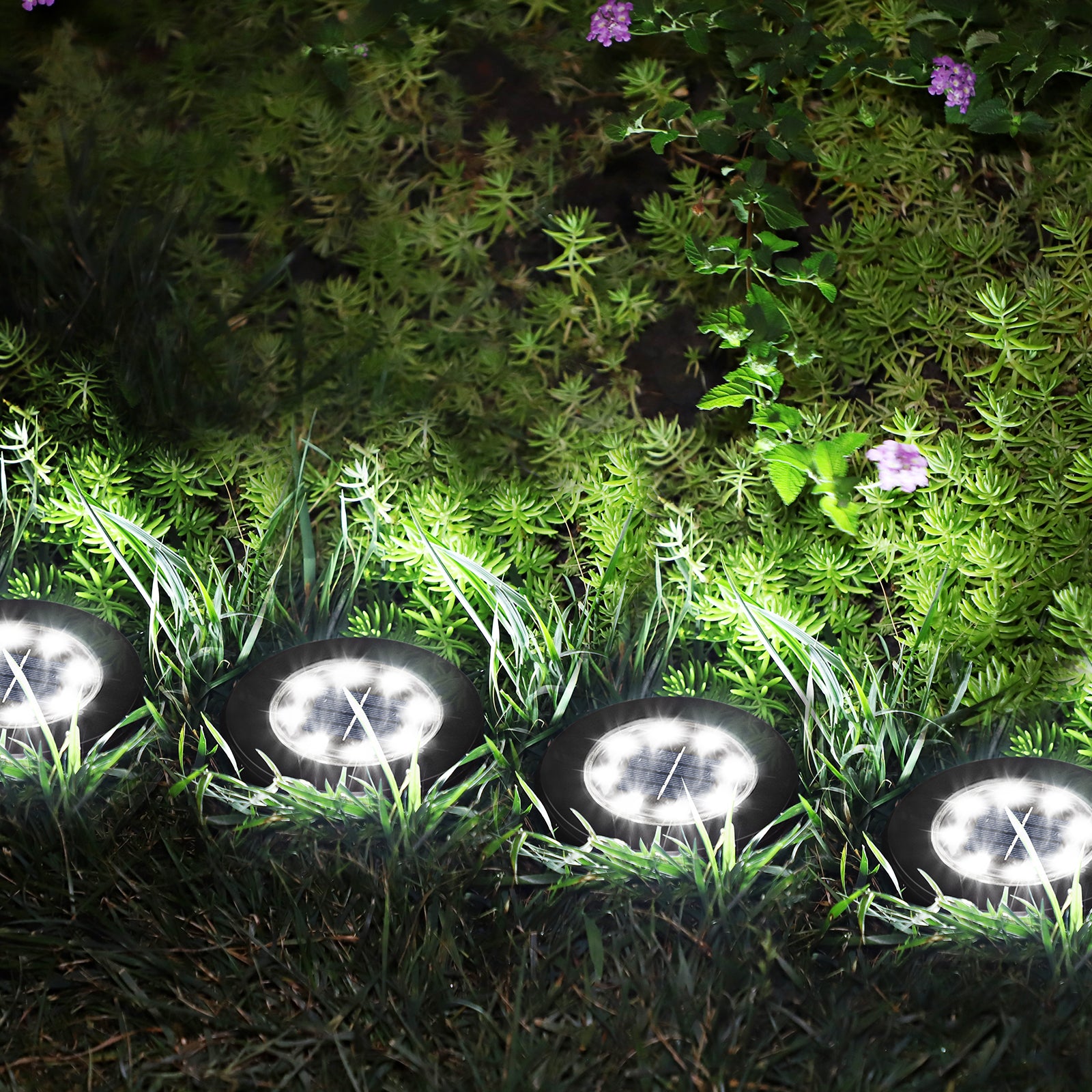 8 Pack Solar Ground Lights, 8 LED Waterproof Solar Disk Lights, IP65 Outdoor Landscape Lighting for Garden, Pathway, Yard & Walkway (Cool White/Warm White)