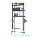3-Tier Over the Toilet Storage Rack - Space-Saving Bathroom Organizer with Toilet Paper Holder & Hooks,
