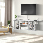 3-Tier Floating TV Stand with Charging Station - Wooden Wall Console for 32-55" TVs, White