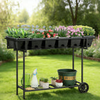 43" Mobile Raised Garden Bed - Elevated Planter Box with Storage Shelf & Wheels for Patio & Balcony,