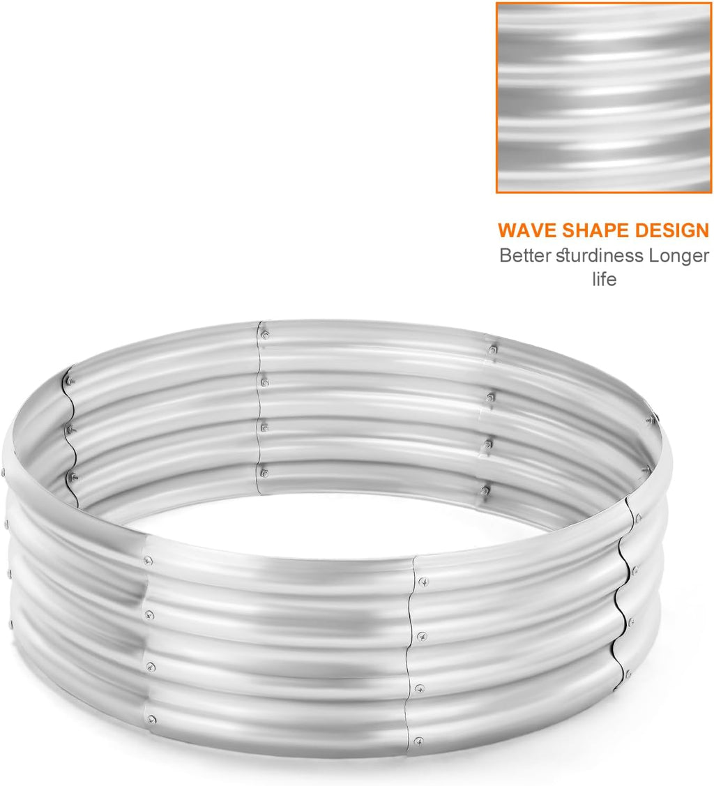 36 Inch Round Galvanized Steel Fire Pit Ring (12" Deep) - Durable Outdoor Liner for Camping & Backyard