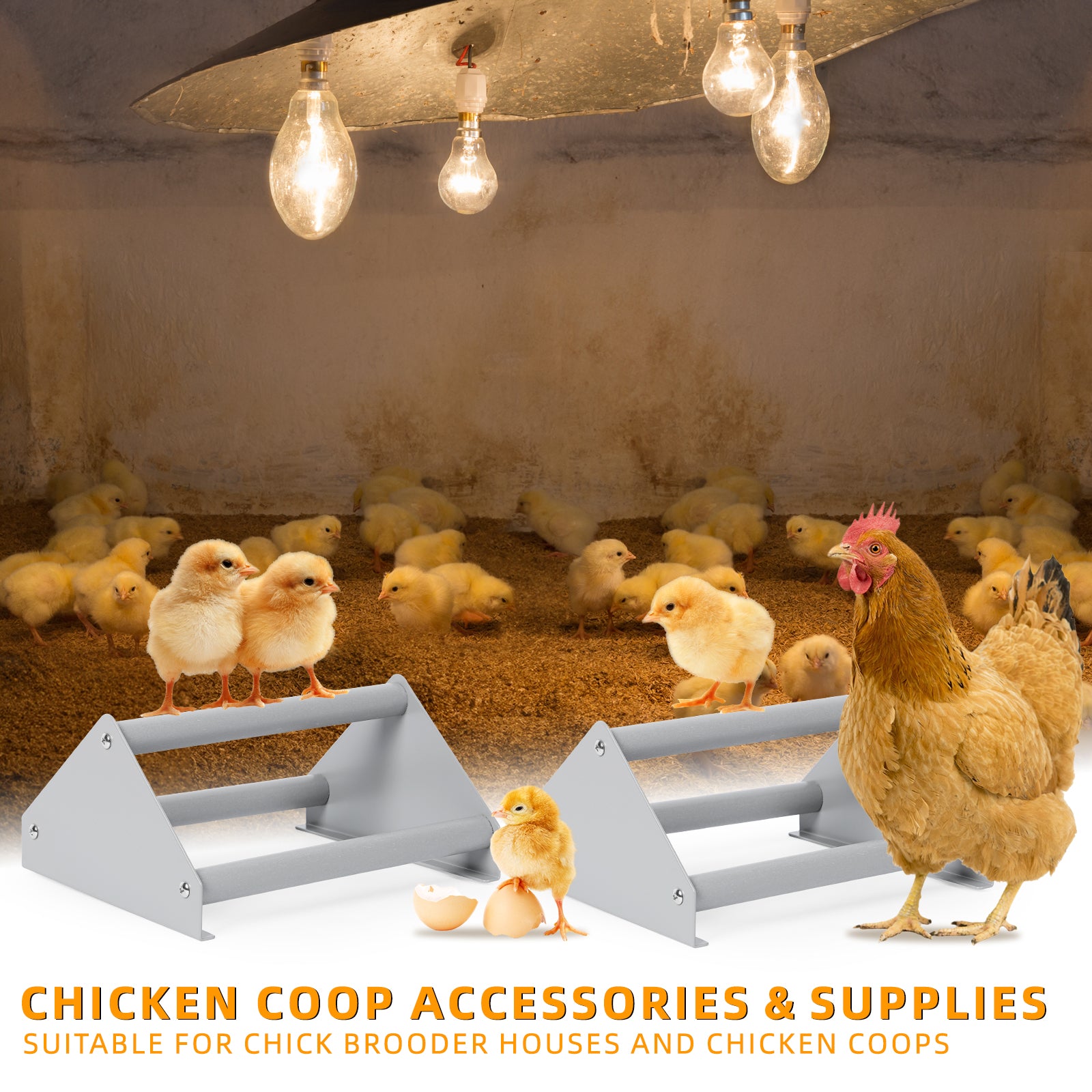 2 Pack Small Chick Perch Stand, Grey Roosting Bar for Baby Chicks & Birds, Easy-Assemble Jungle Gym Toy for Brooder, Coop, Indoor/Outdoor Use