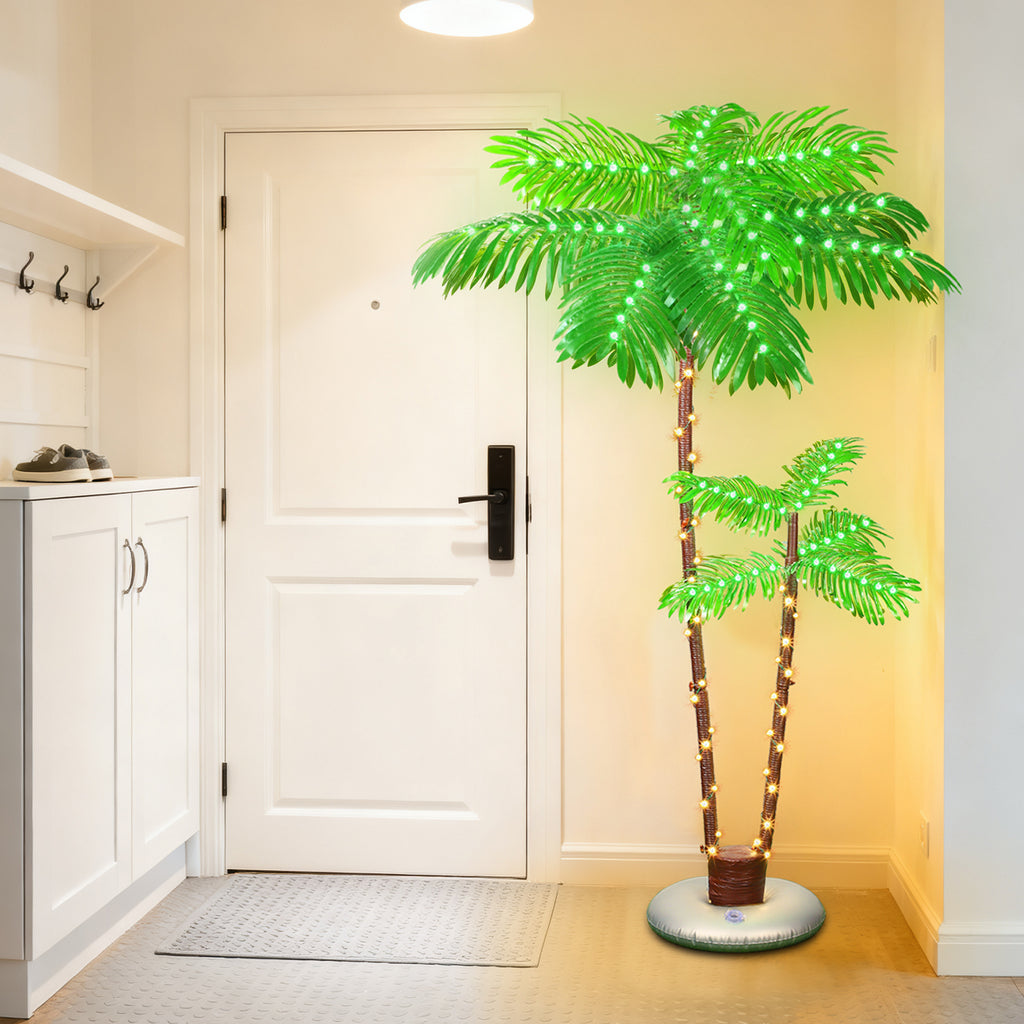 6FT Lighted Artificial Palm Tree - Tropical Light Up Tree with Warm White LEDs