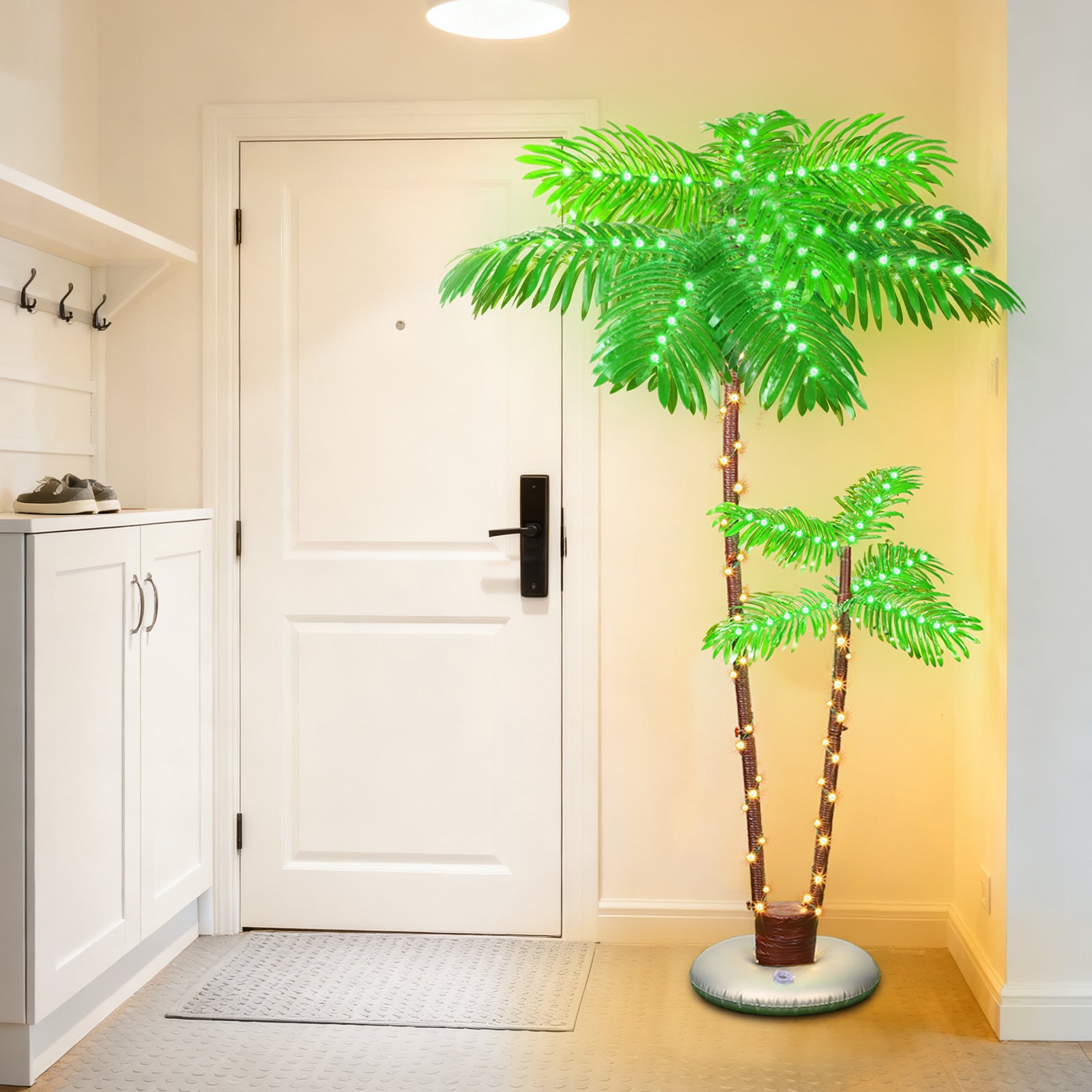 6FT Lighted Artificial Palm Tree - Tropical Light Up Tree with Warm White LEDs