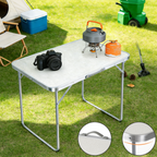 31.5 Inch Folding Camping Table - Portable Heavy-Duty Aluminum Table with Handle, Foldable Utility Table for Indoor & Outdoor, Picnic, Party & Dining