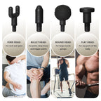 Deep Tissue Massage Gun with 4 Heads & 4 Speeds, Portable Percussion Muscle Massager for Pain Relief & Recovery