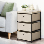 Nightstands Dresser for Lightweight, Organizer Storage Dresser, Fabric Storage 3 Drawers Units, Gaps Tower Organizer with Steel Frame for Living Room, Entryway, Closet, Bedroom(Beige)