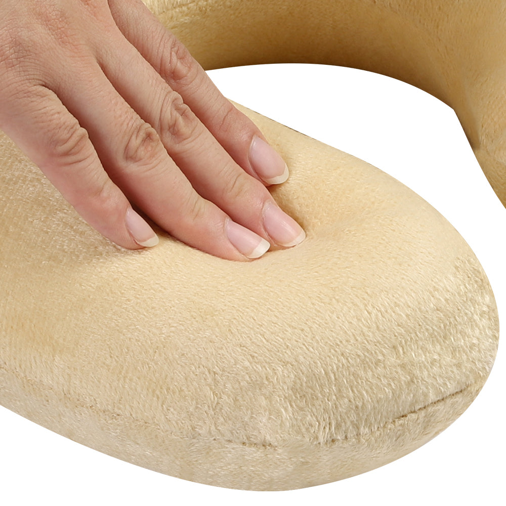 Beige Memory Foam Travel Neck Pillow - Soft U-Shaped Support Pillow for Airplane & Car