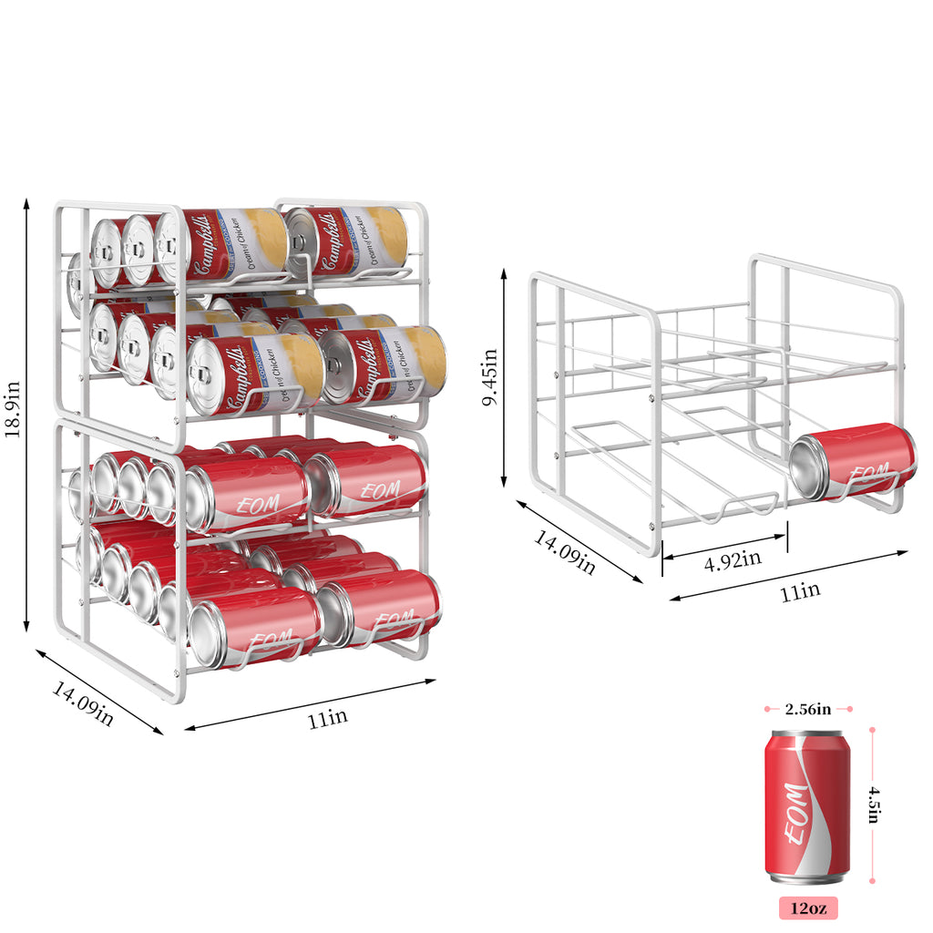 2pcs Stackable Soda Can Organizer for Refrigerator - Metal Pull-Out Shelf, Space-Saving Fridge Storage Rack for Canned Food, Kitchen Countertops & Cabinets, Black, Soda Can Holder, Utility Racks