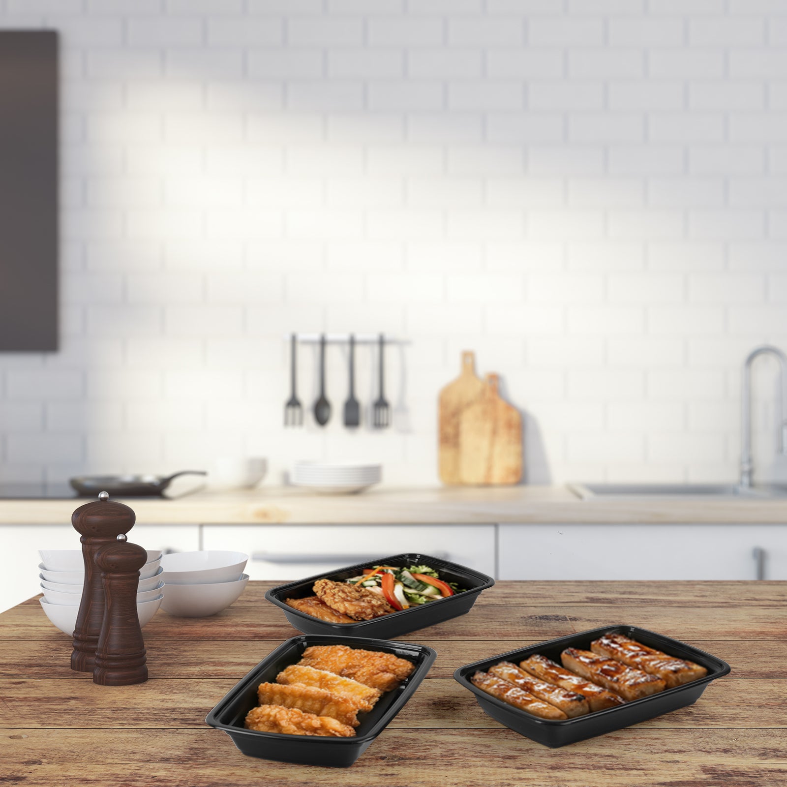 50-Pack 28oz Meal Prep Containers - Stackable Square Disposable Food Storage with Airtight Lids - Microwave & Dishwasher Safe