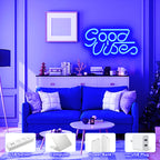 "Good Vibes" Neon Sign - USB Powered LED Wall Decor Light for Bedroom, Bar, Party & Wedding
