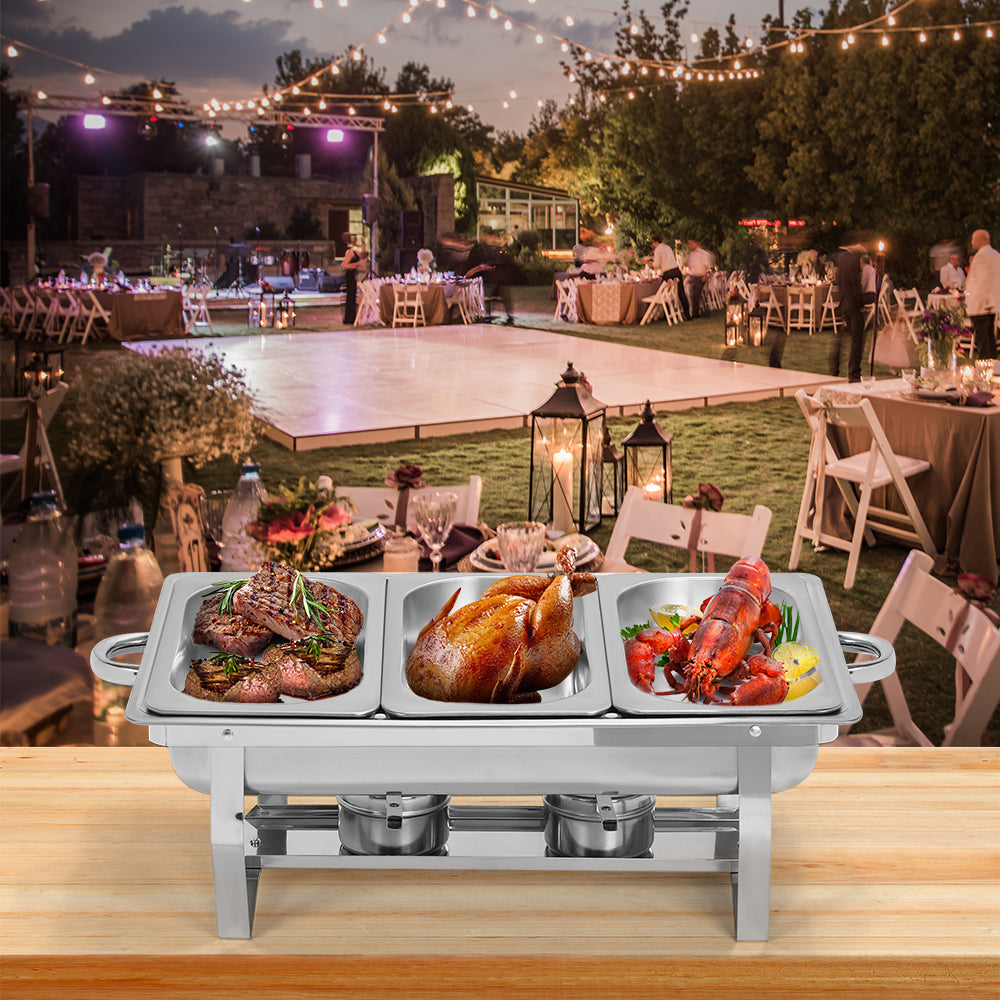 Three-panel Self-service Stove, Self-heating Plate, Suitable for Family Gatherings, Banquets, Outdoor Activities, A Complete Heating Plate Service Kit, Including A Water Tray and Fuel Container