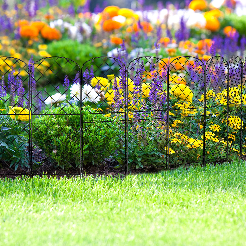 10-Pack Decorative Metal Garden Fence Panels - Rustproof No-Dig Animal Barrier - Arched Wire Edging for Flower Beds, Patio & Outdoor Decor