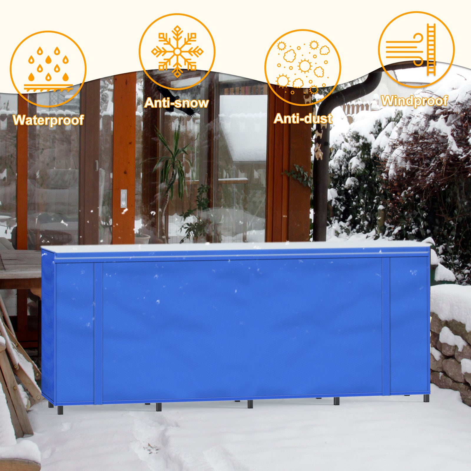 5.3ft Heavy-Duty Firewood Rack with Waterproof Cover, Weather Resistant Log Stacker for Outdoor Wood Storage, Large Capacity,