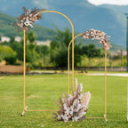 2-Piece Gold Wedding Arch Set (5ft/6ft), Nested Metal Backdrop Stands for Party & Event Decor