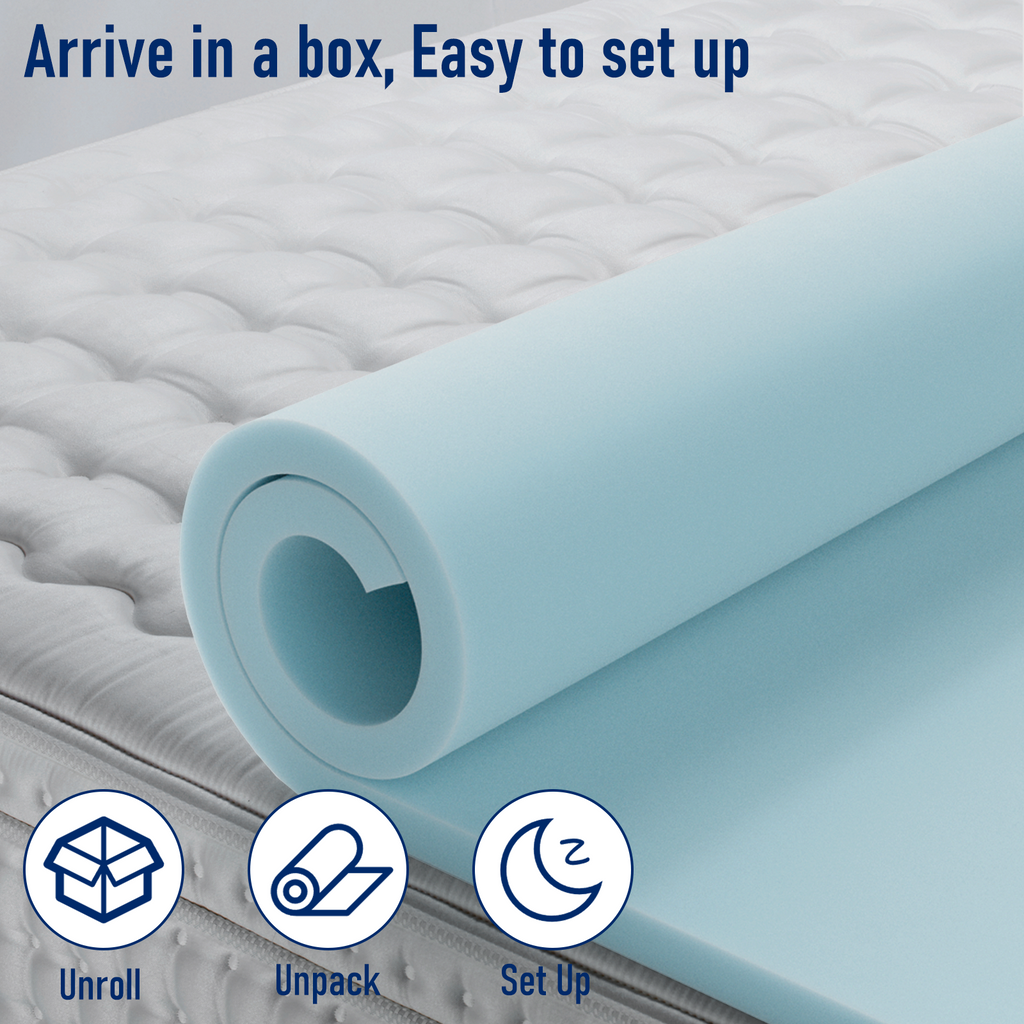 Twin XL 2 Inch Gel Memory Foam Mattress Topper -  With Washable Cover, Ideal for Home & College Dorms, Available in Twin/Full/XL Sizes