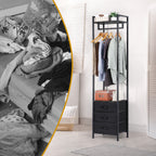 Heavy-Duty Garment Rack with 3 Fabric Drawers - Freestanding Clothes Closet Stand with Top Storage Shelf