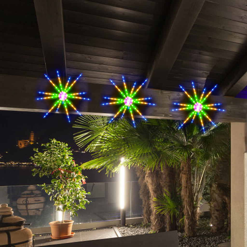 Two fireworks lights, festive decorations, party lights, controlled by infrared remote.