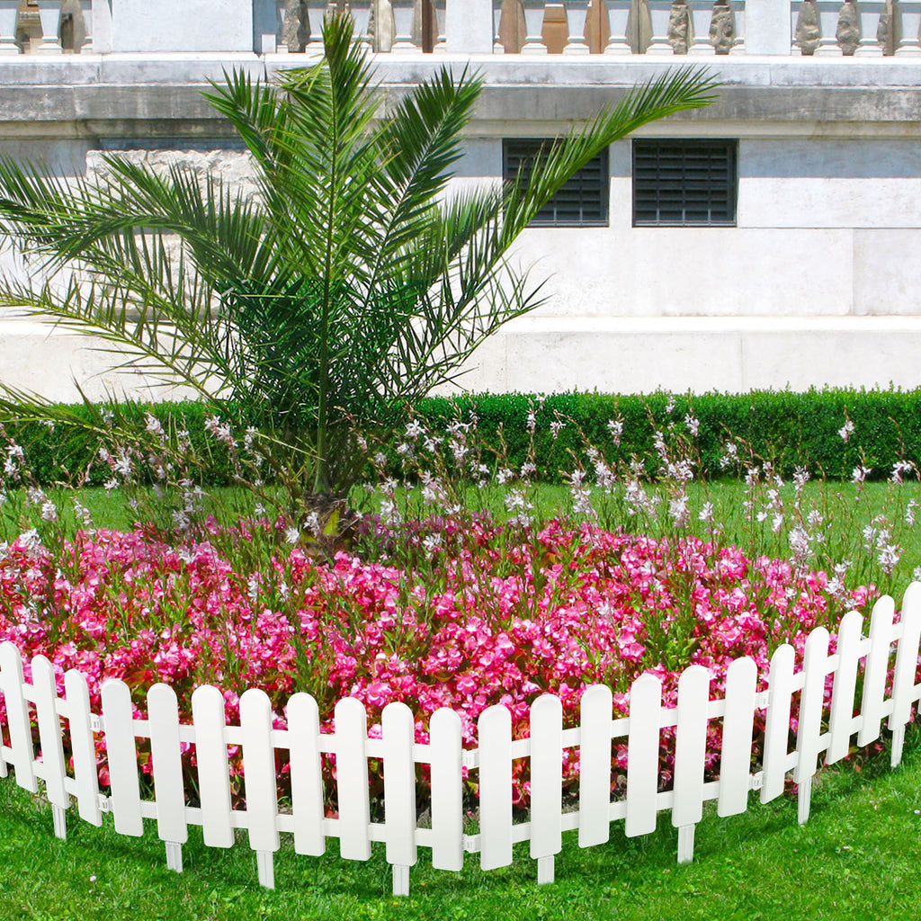 24 Pieces of Garden Fence, White Plastic Decorative Fence, Anti-digging Cats and Dogs, Suitable for Gardens, Outdoors, Corridors, Courtyards, White