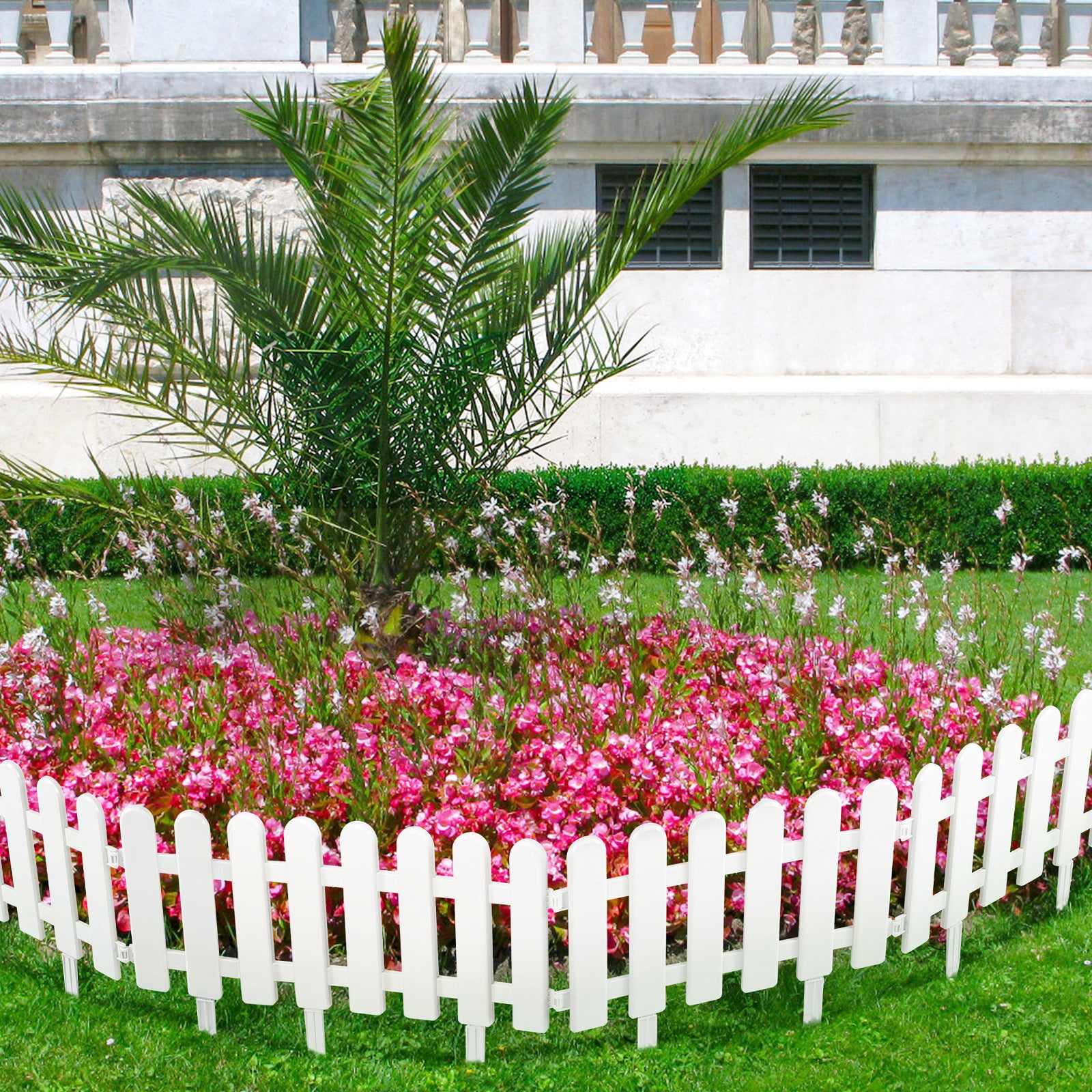 24 Pieces of Garden Fence, White Plastic Decorative Fence, Anti-digging Cats and Dogs, Suitable for Gardens, Outdoors, Corridors, Courtyards, White