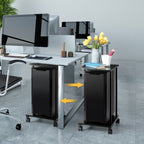 2-Tier Computer Tower Stand with Wheels, Under Desk PC Holder for Large Towers, Rustic Wood Printer Stand Table with Lockable Casters,