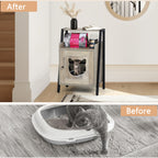 Cat Litter Box Enclosure & Hidden Furniture House, Decorative Wooden Pet House for Small Kittens, Oak Grey,