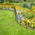 20-Piece Decorative Metal Garden Fence, Interlocking Flower Bed Edging Border, White Retro Design