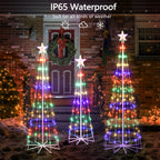 3 Pack Lighted Christmas Cone Trees, 4/5/6FT Outdoor RGB LED Trees with Star Topper, 8 Modes Waterproof Yard Decorations for Holiday