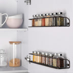 Wall-Mounted Single Tier Spice Racks (Set of 2) - Bronze Metal Spice Shelf for Kitchen Doors & Cabinets