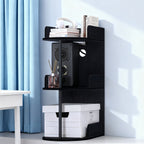 3-Tier Rolling C-Shaped End Table with Charging Station - Narrow Nightstand with USB Ports & Outlets,
