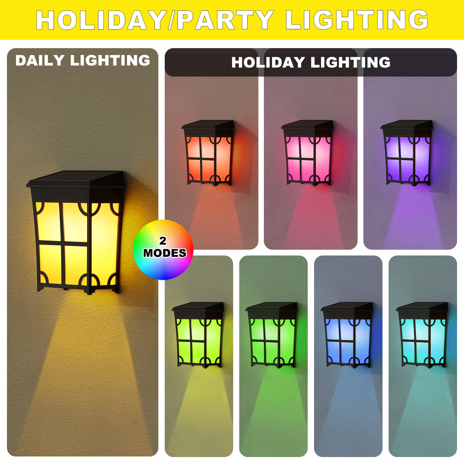 Set of 8 Retro Solar-Powered Outdoor Lights for Garden Pathways and Yards, Decorative Waterproof Wall-Mounted Lamps for Holiday and Ambient Lighting