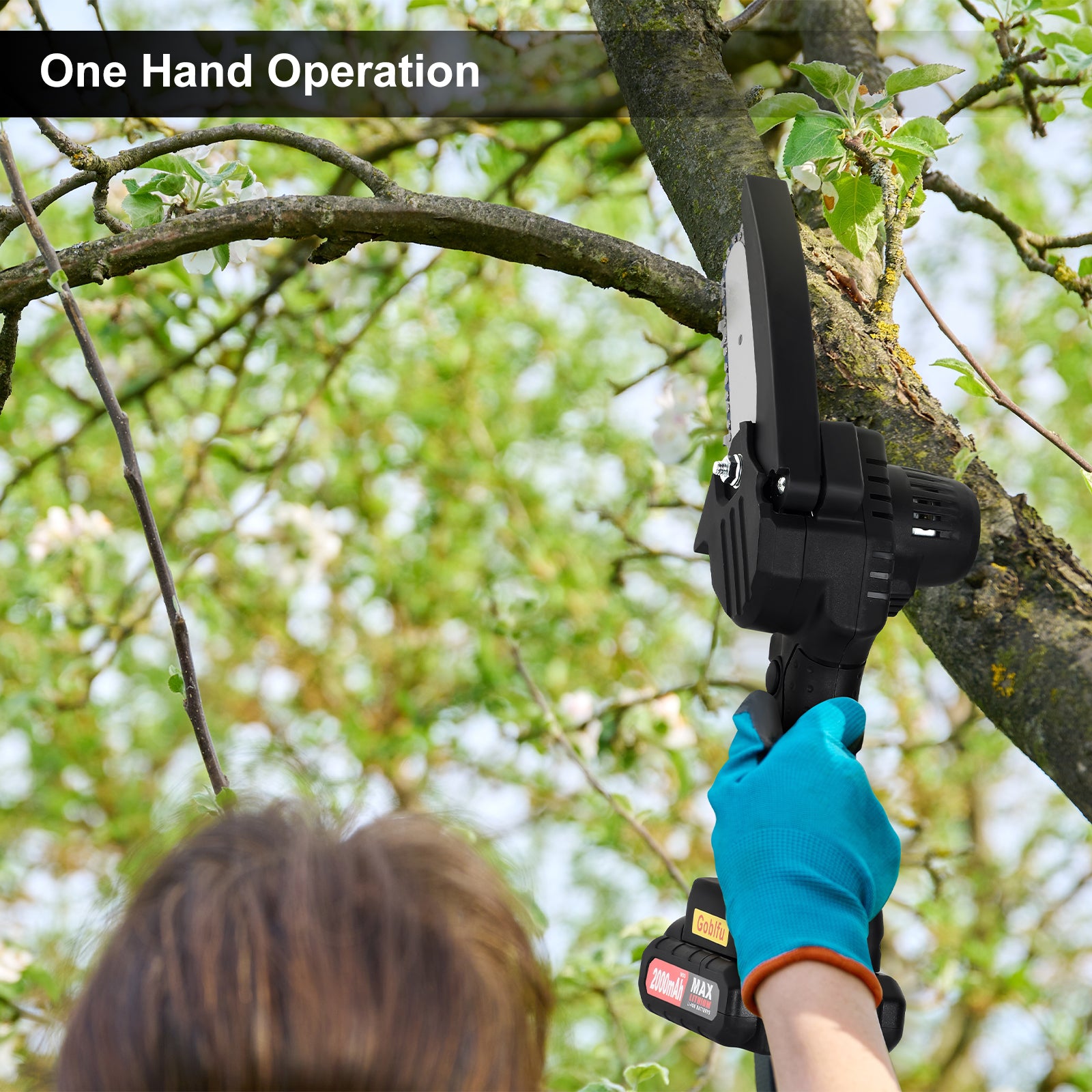 4-Inch Cordless Mini Chainsaw - Portable Electric Chainsaw with 2Â¡Ã2000mAh Batteries, Safety Lock & Splash Guard, Ideal for Wood Cutting & Tree Trimming