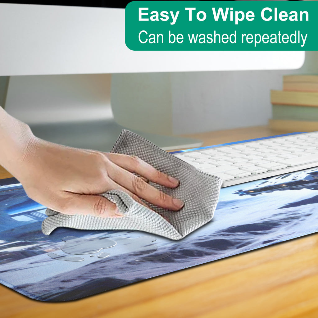 3-Piece Sci-Fi Space Station Desk Mat Set, Futuristic Galactic Mouse Pad & Cup Mat for Home Office