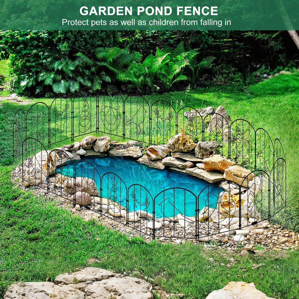 10-Pack Decorative Garden Fence - 10.5ft Christmas Pattern Metal Border, Animal Barrier for Patio & Yard