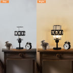 Set of 2 Sophisticated Crystal Nightstand Lights with Sleek Dark Bases, Contemporary Decorative Lighting for Sleep Areas and Shared Living Spaces
