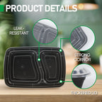 50-Pack 2-Compartment Meal Prep Containers - 30oz Reusable Plastic Food Storage with Lids - Perfect for Entrees & Sides