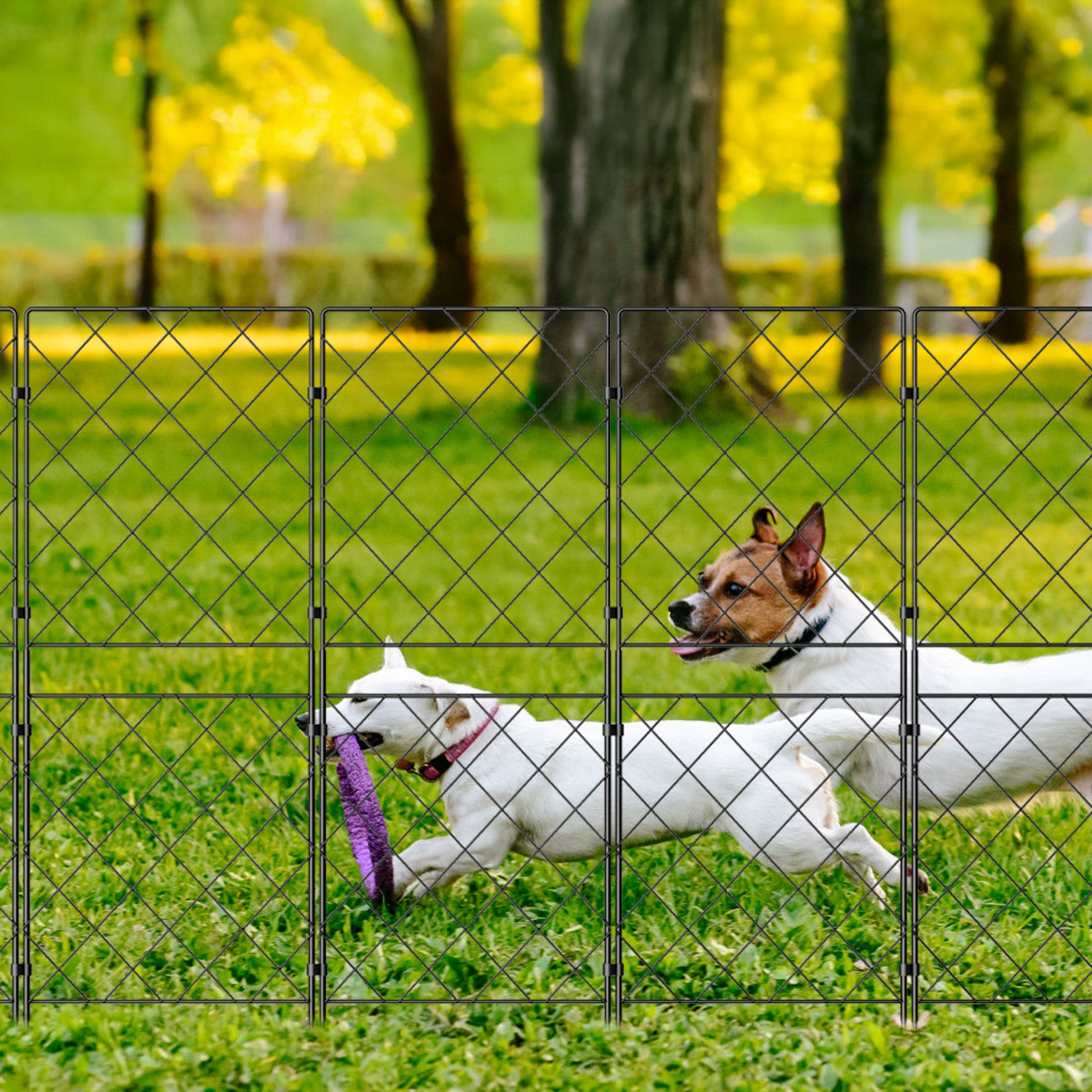 10-Pack Square Decorative Garden Fence - 37.5inch High Rustproof Metal Animal Barrier - Outdoor Garden Edging & Boundary Fencing for Dogs & Rabbits