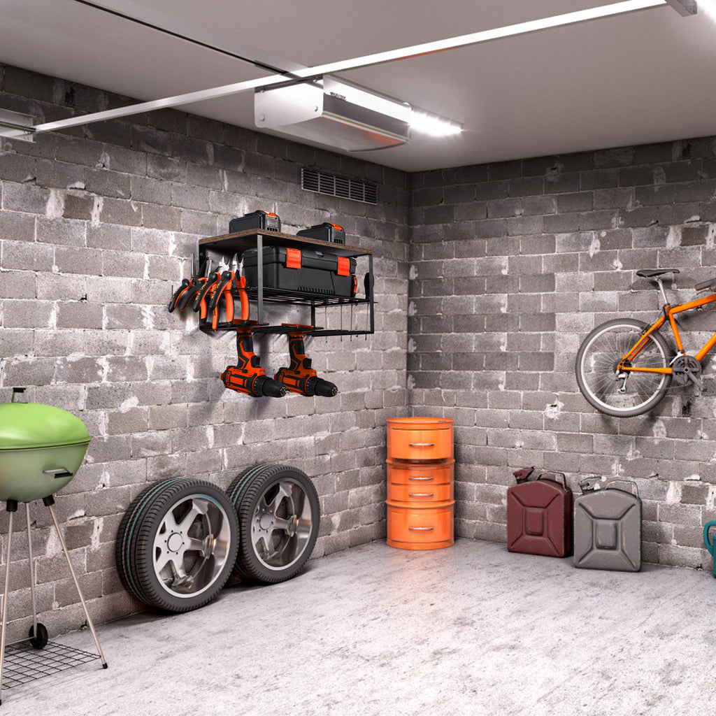Heavy Duty Metal Wall Mount Power Tool Organizer and Garage Storage Rack for Drills and Equipment