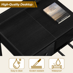 24" Small Makeup Vanity Desk - Compact Dressing Table with Power Outlets & Storage Drawer, Black,