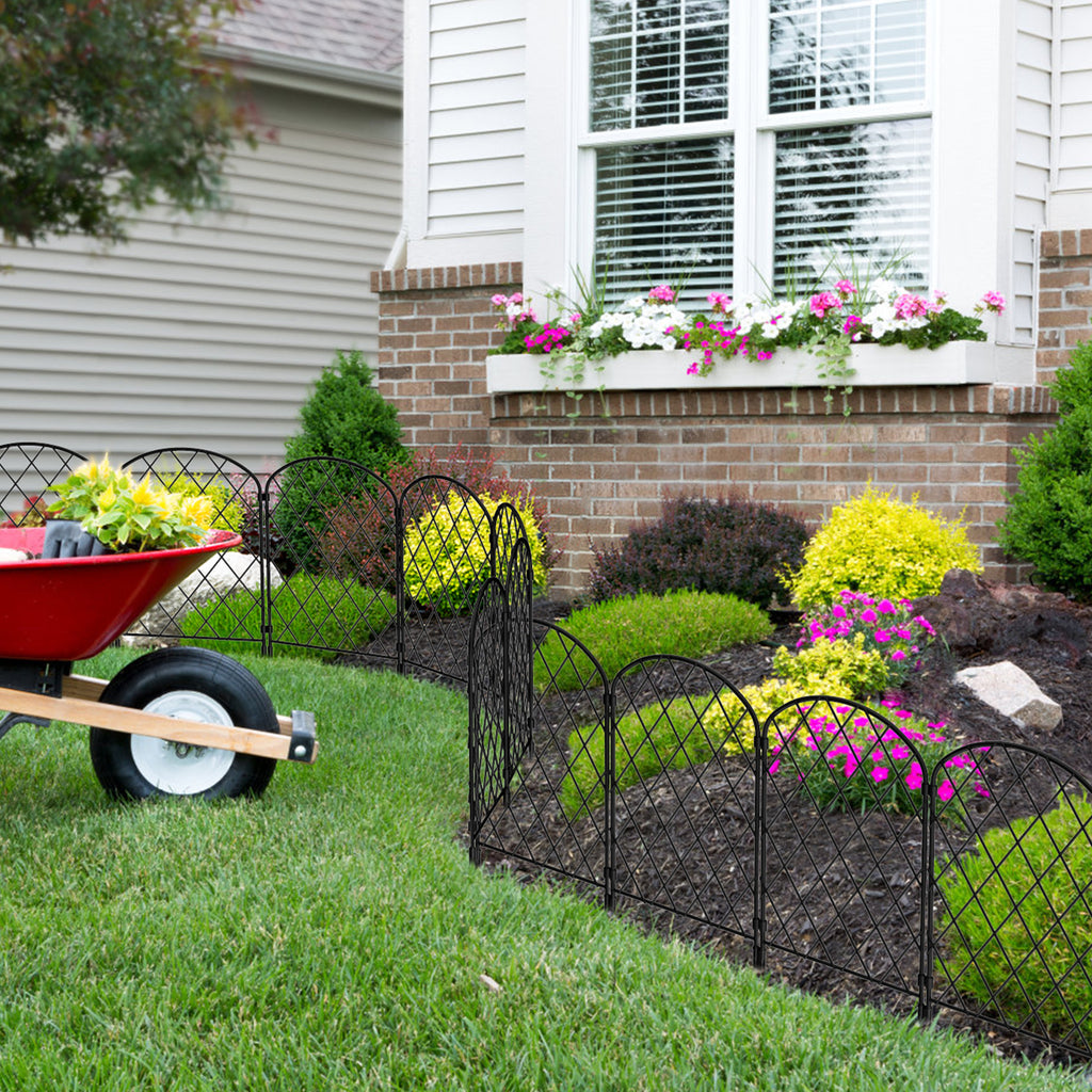 Arched Lattice Garden Fence - Rustproof Metal Animal Barrier - Decorative Edging for Yard & Flowers,